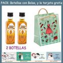 2 Botellitas de Vodka Caramelo con bolsa “fashion con mujer” y tarjeta