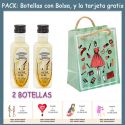2 Botellitas de Licor de Arroz con Leche con bolsa “fashion con mujer” y tarjeta