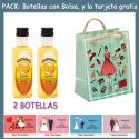 2 Botellitas de Licor de Mandarina con bolsa “fashion con mujer” y tarjeta