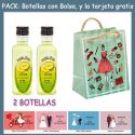 2 Botellitas de Licor de Melón con bolsa “fashion con mujer” y tarjeta