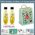 2 Botellitas de Licor Crema de Limóncon bolsa “fashion con mujer” y tarjeta