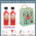 2 Botellitas de Licor de Piruleta con bolsa “fashion con mujer” y tarjeta