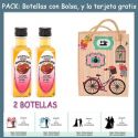 2 Botellitas de Licor de Fresas con Chocolate con bolsa “fashion con bici” y tarjeta