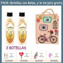 2 Botellitas de Licor de Crema con bolsa “fashion con bici” y tarjeta