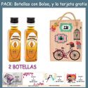 2 Botellitas de Vodka Caramelo con bolsa “fashion con bici” y tarjeta