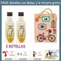 2 Botellitas de Licor de Arroz con Leche con bolsa “fashion con bici” y tarjeta