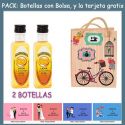 2 Botellitas de Licor de Mandarina con bolsa “fashion con bici” y tarjeta