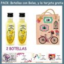 2 Botellitas de Licor Crema de Limóncon bolsa “fashion con bici” y tarjeta