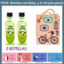 2 Botellitas de Licor de Finas Hierbas con bolsa “fashion con bici” y tarjeta