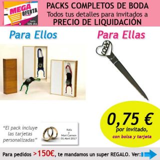 Pack completo “Super-Ahorro” de regalos para invitados (hombres y mujeres), con bolsas y tarjetas