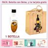 Botellita de Ron de Coco con bolsa “bodegón” y tarjeta