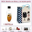 Botellita de Ron de Coco con bolsa “charlestón” y tarjeta