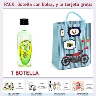 Botellita de Ron Mojito con bolsa “con moto roja” y tarjeta