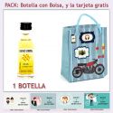 Botellita de Ron Miel con bolsa “con moto roja” y tarjeta