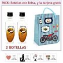 2 Botellitas de Ron de Coco con bolsa “con moto roja” y tarjeta