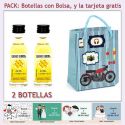 2 Botellitas de Ron Miel con bolsa “con moto roja” y tarjeta