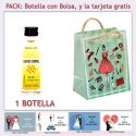 Botellita de Ron Miel con bolsa “fashion con mujer” y tarjeta