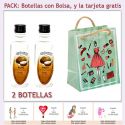 2 Botellitas de Ron de Coco con bolsa “fashion con mujer” y tarjeta
