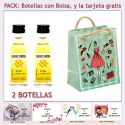 2 Botellitas de Ron Miel con bolsa “fashion con mujer” y tarjeta