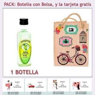 Botellita de Ron Mojito con bolsa “fashion con bici” y tarjeta