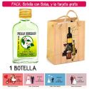 Botellita Petaca de Licor de Finas Hierbas con bolsa “bodegón” y tarjeta