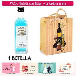 Botellita 60ml de Vodka Premium con bolsa “bodegón” y tarjeta