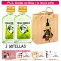 2 Botellitas Petaca de Licor de Finas Hierbas con bolsa “bodegón” y tarjeta