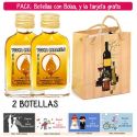 2 Botellitas Petaca de Vodka Caramelo con bolsa “bodegón” y tarjeta
