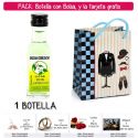 Botellita de Licor de Finas Hierbas con bolsa “charlestón” y tarjeta