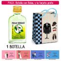 Botellita Petaca de Licor de Finas Hierbas con bolsa “charlestón” y tarjeta