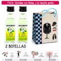 2 Botellitas de Licor de Finas Hierbas con bolsa “charlestón” y tarjeta