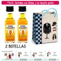 2 Botellitas de Vodka Caramelo con bolsa “charlestón” y tarjeta