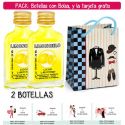2 Botellitas Petaca de Limoncielo con bolsa “charlestón” y tarjeta