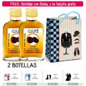 2 Botellitas Petaca de Licor de Café con bolsa “charlestón” y tarjeta