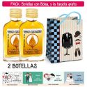 2 Botellitas Petaca de Vodka Caramelo con bolsa “charlestón” y tarjeta