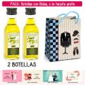 2 Botellitas de Aceite de Oliva Virgen Extra con bolsa “charlestón” y tarjeta