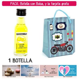 Botellita de Limoncielo con bolsa “con moto roja” y tarjeta