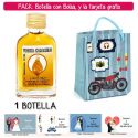 Botellita Petaca de Vodka Caramelo con bolsa “con moto roja” y tarjeta
