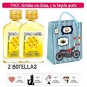 2 Botellitas Petaca de Ron Miel con bolsa “con moto roja” y tarjeta