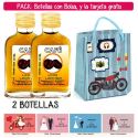 2 Botellitas Petaca de Licor de Café con bolsa “con moto roja” y tarjeta