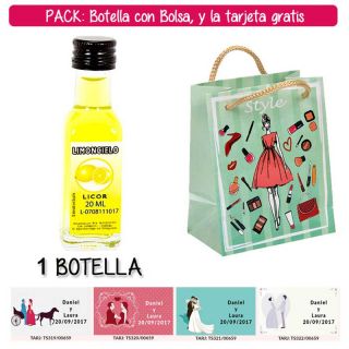 Botellita de Limoncielo con bolsa “fashion con mujer” y tarjeta