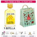 Botellita Petaca de Ron Miel con bolsa “fashion con mujer” y tarjeta