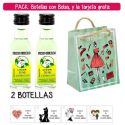 2 Botellitas de Licor de Finas Hierbas con bolsa “fashion con mujer” y tarjeta