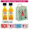2 Botellitas de Vodka Caramelo con bolsa “fashion con mujer” y tarjeta