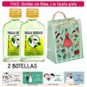 2 Botellitas Petaca de Licor de Finas Hierbas con bolsa “fashion con mujer” y tarjeta