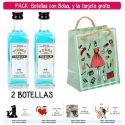 2 Botellitas 60ml de Vodka Premium con bolsa “fashion con mujer” y tarjeta