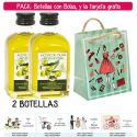2 Botellitas de Aceite de Oliva Virgen Extra con bolsa “fashion con mujer” y tarjeta