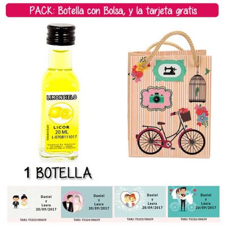 Botellita de Limoncielo con bolsa “fashion con bici” y tarjeta