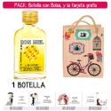 Botellita Petaca de Ron Miel con bolsa “fashion con bici” y tarjeta