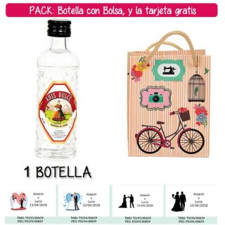 Botellita 40ml de Anís Dulce con bolsa “fashion con bici” y tarjeta